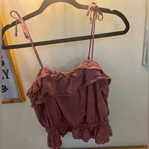 Mauve ruffle blouse